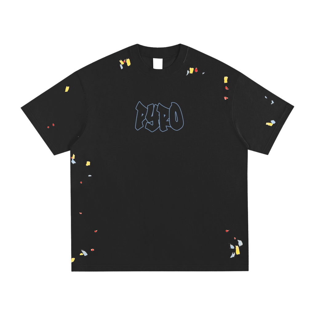 pyro paint splatter tee shirt